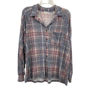 Modish Rebel Eased Multicolor Plaid Button Up Knit Shirt Size Medium The Buckle